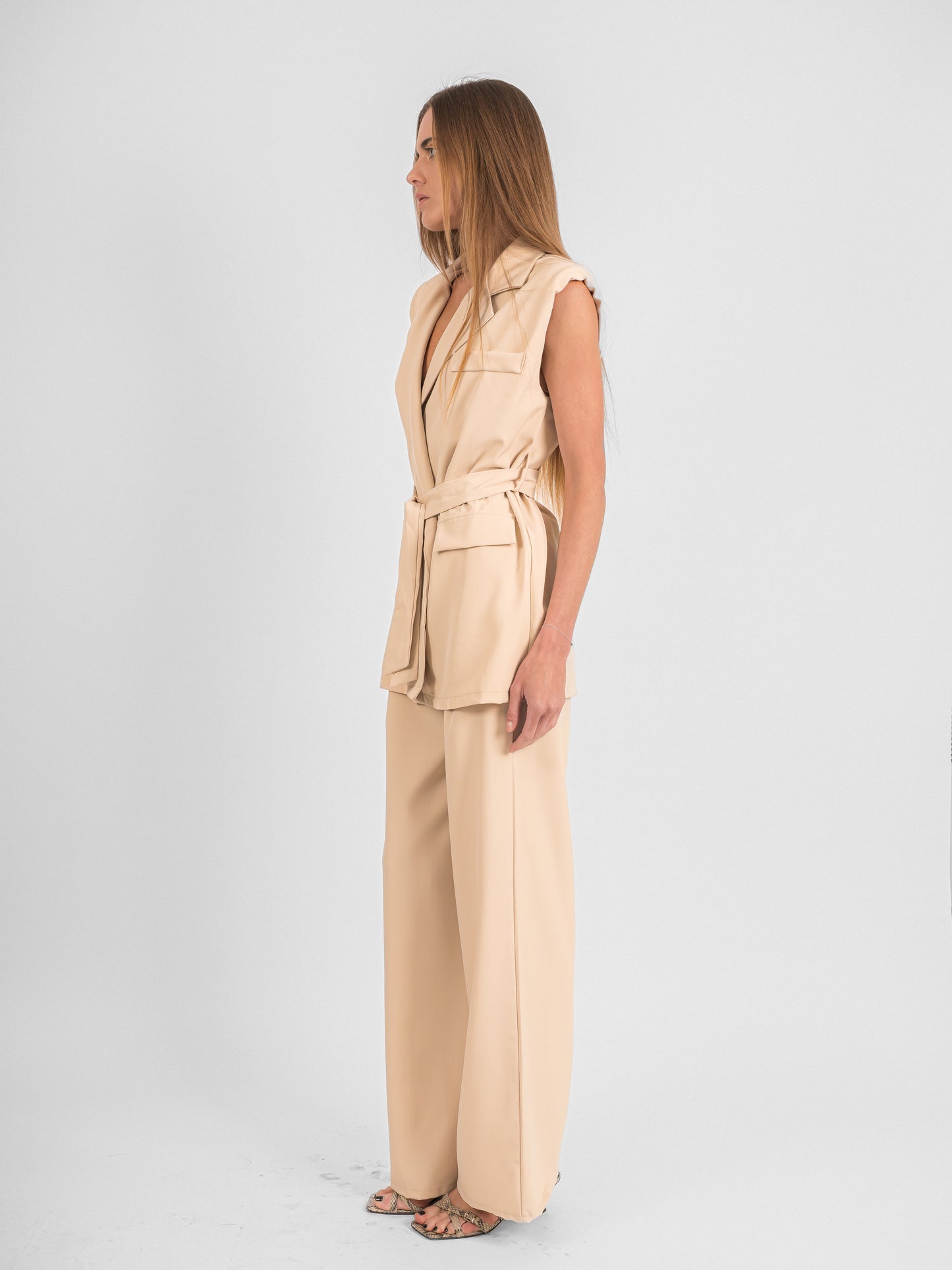 Ensemble pantalon blazer sans manches