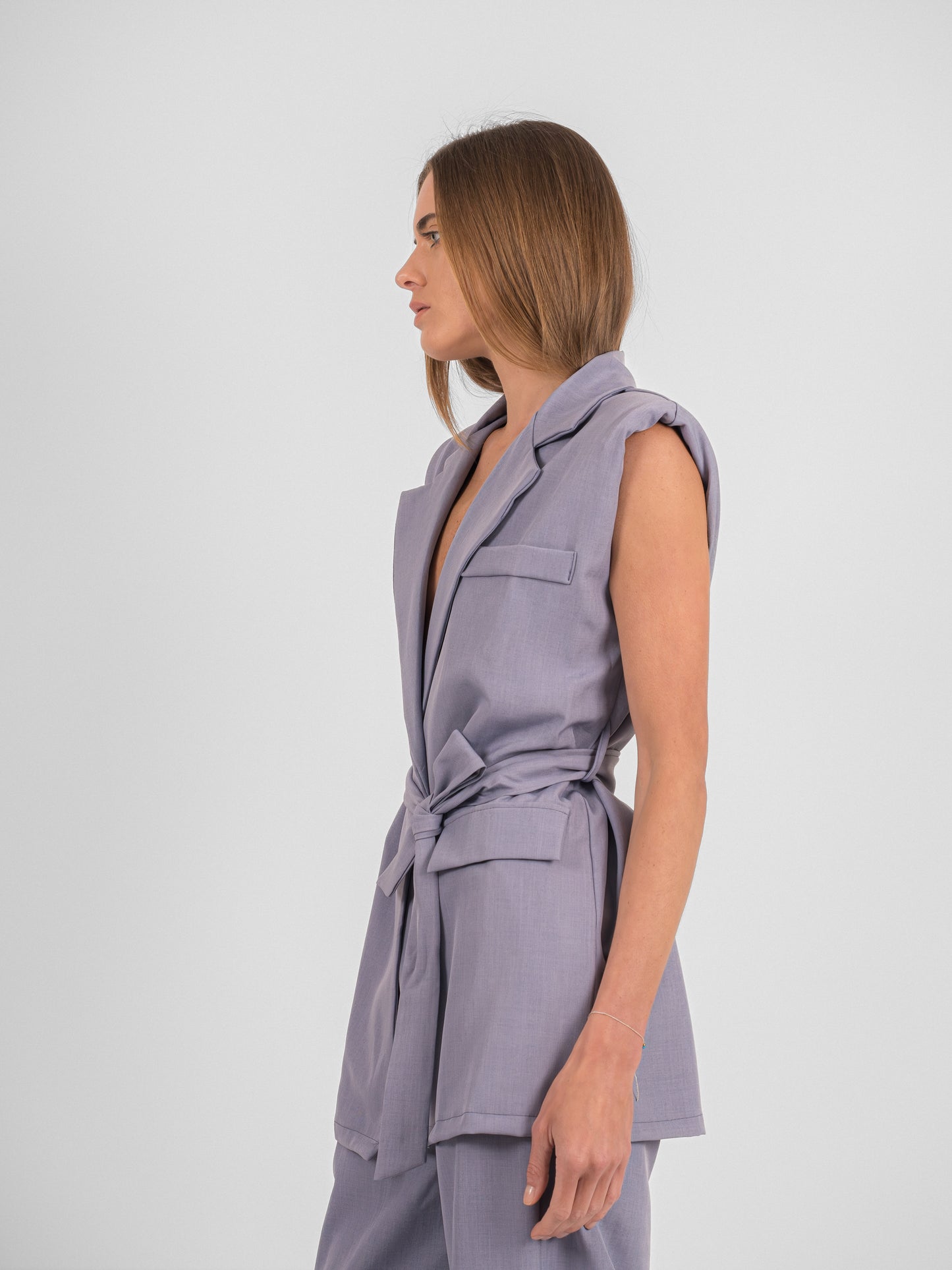Ensemble pantalon blazer sans manches