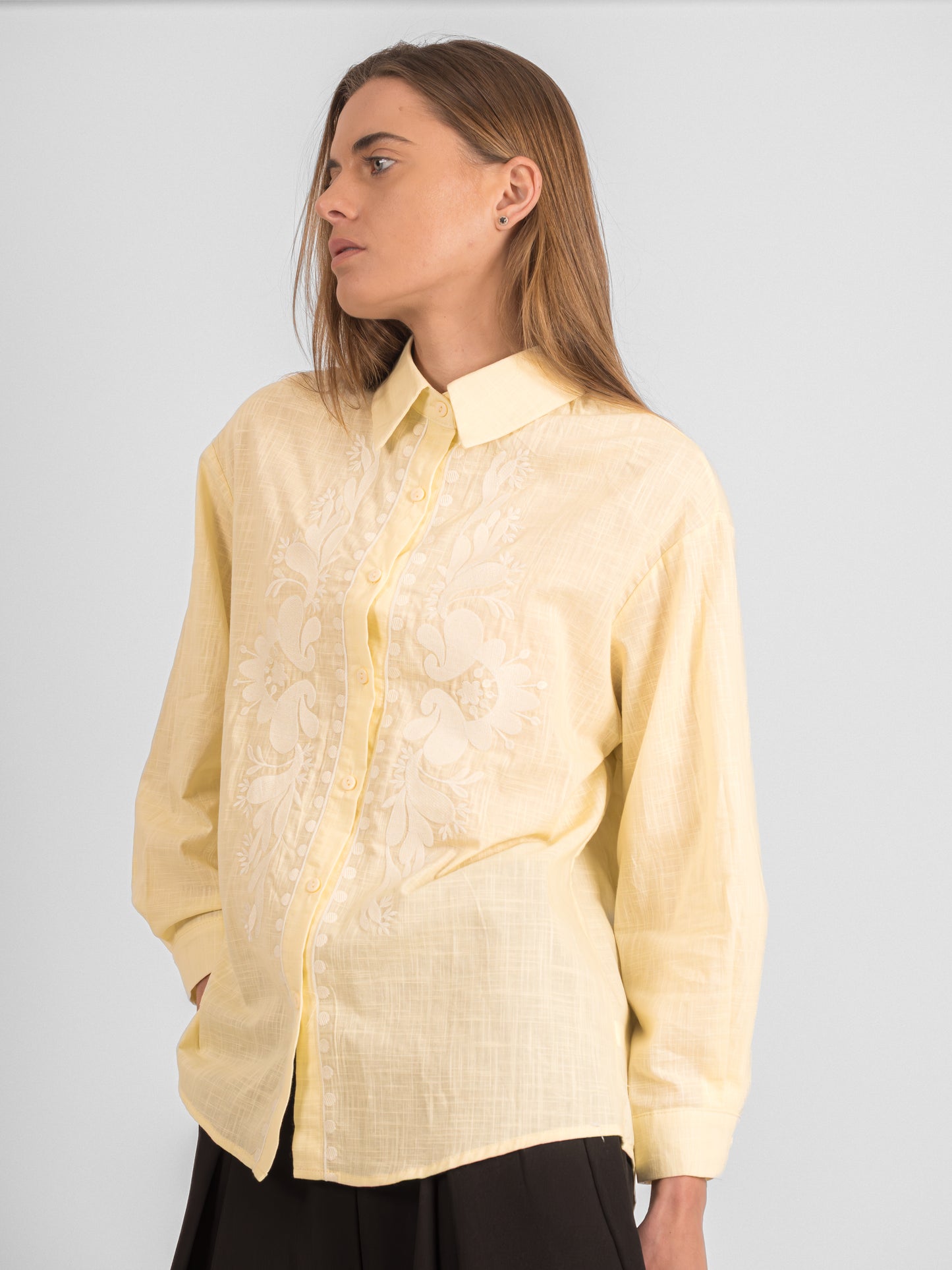Chemise col classique brodé