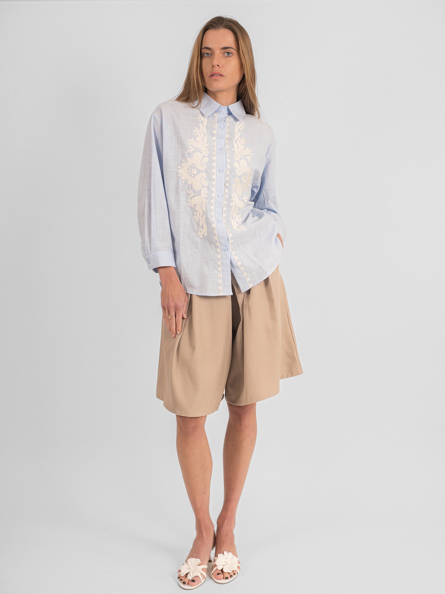 Chemise col classique brodé