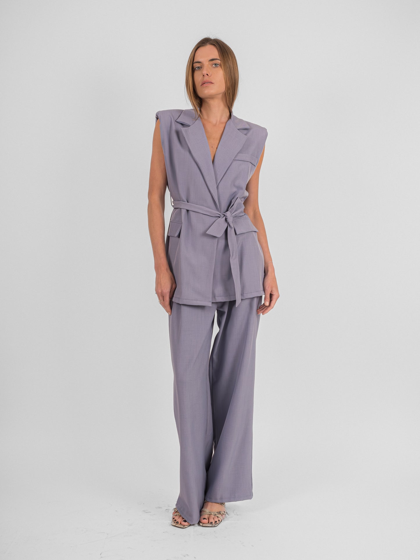 Ensemble pantalon blazer sans manches