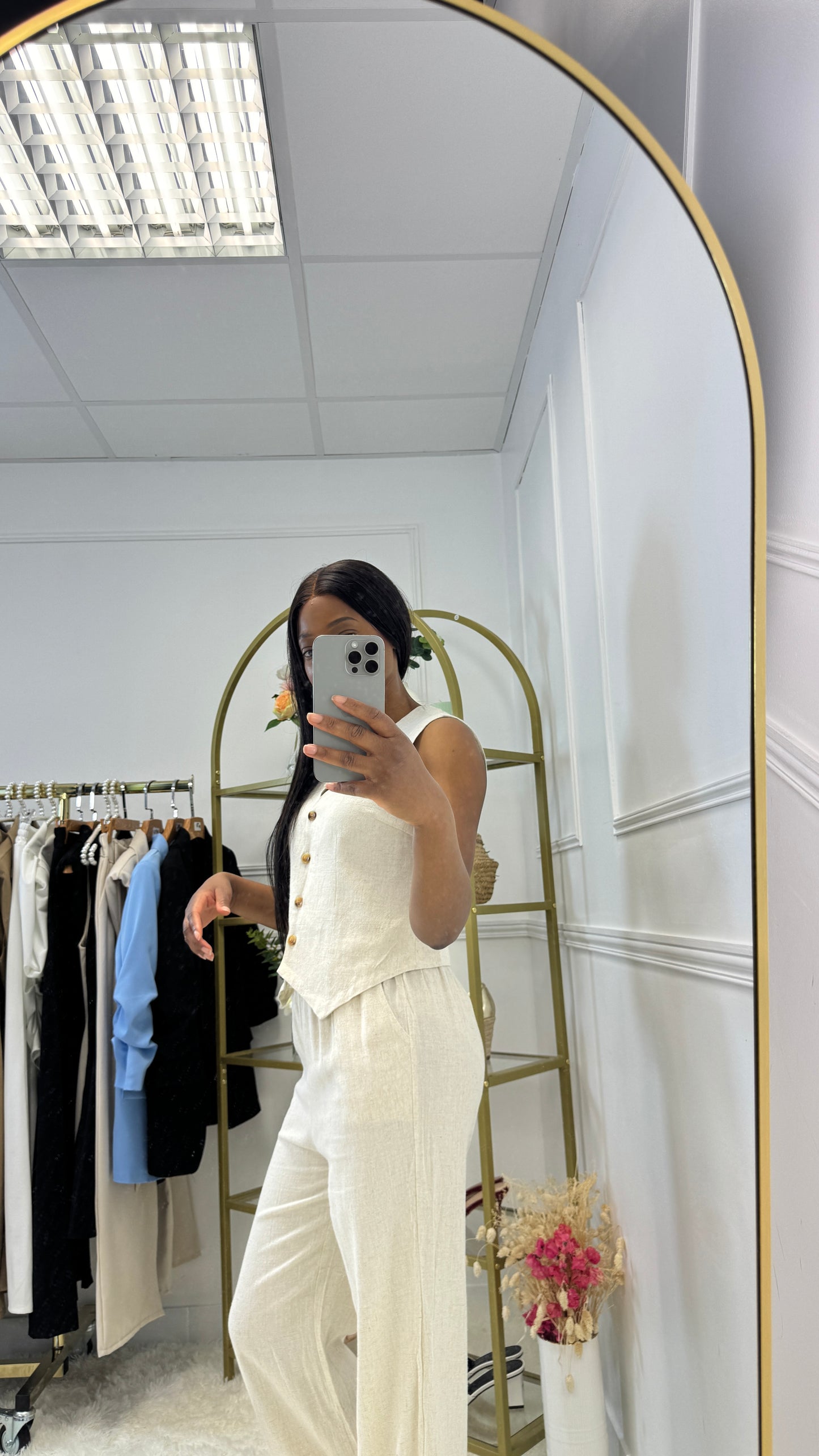 Ensemble sans manches en lin