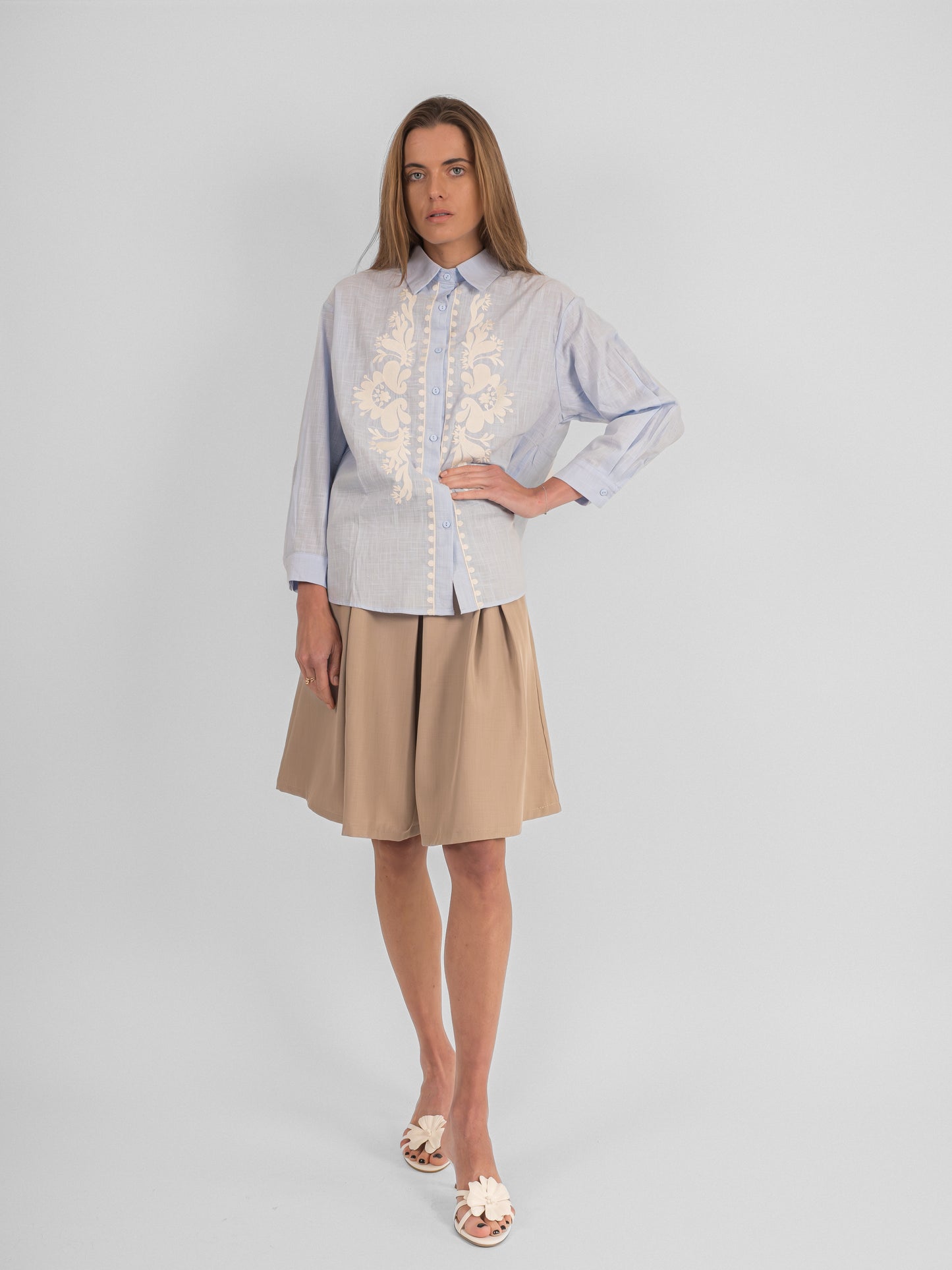 Chemise col classique brodé