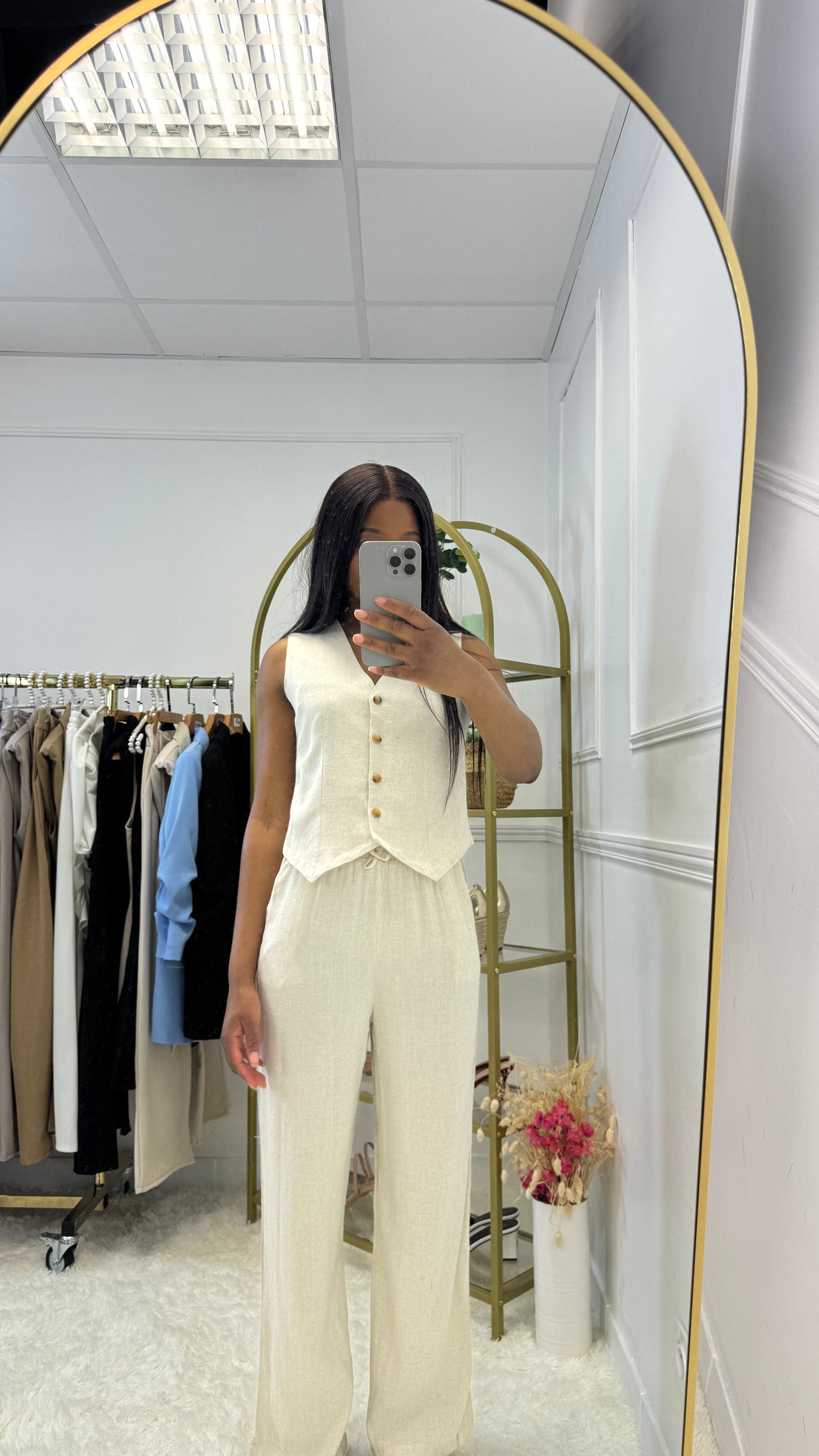 Ensemble sans manches en lin