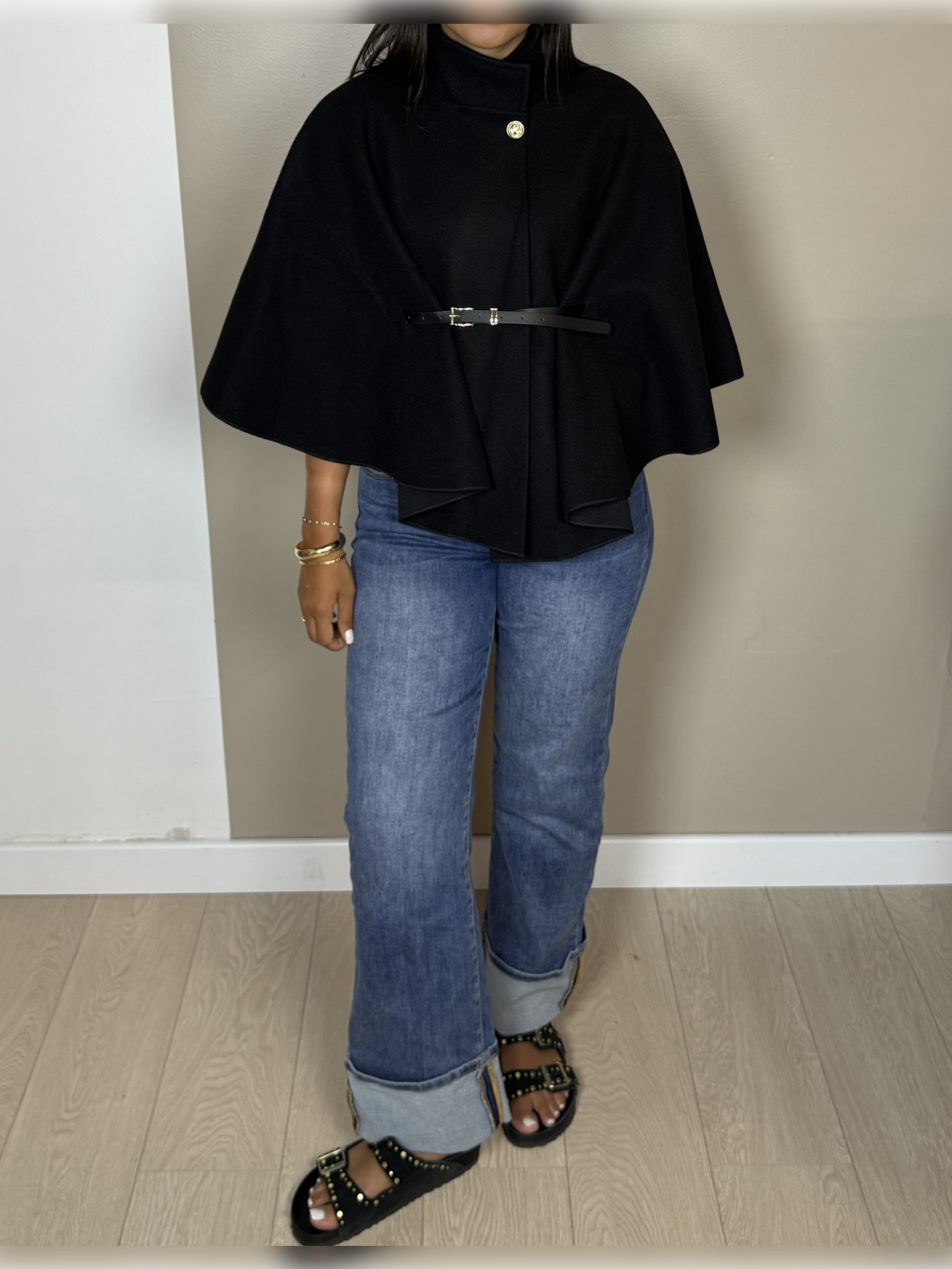 Poncho en laine ceinture PAOLA - A1
