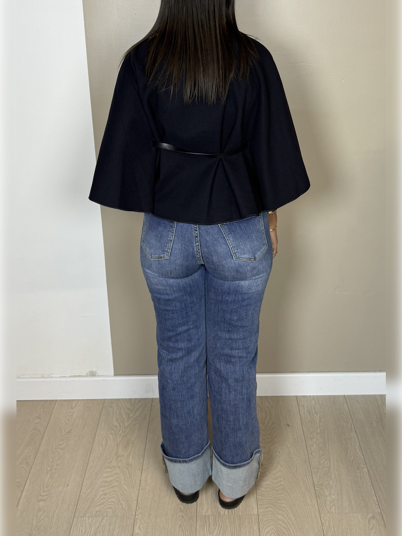 Poncho en laine ceinture PAOLA - A1
