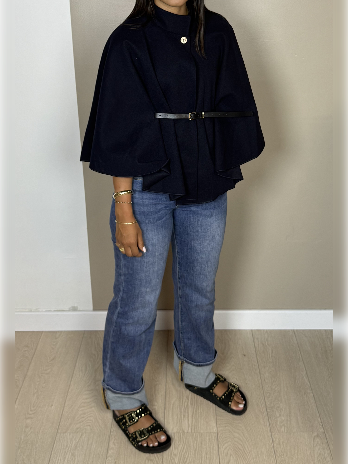 Poncho en laine ceinture PAOLA - A1