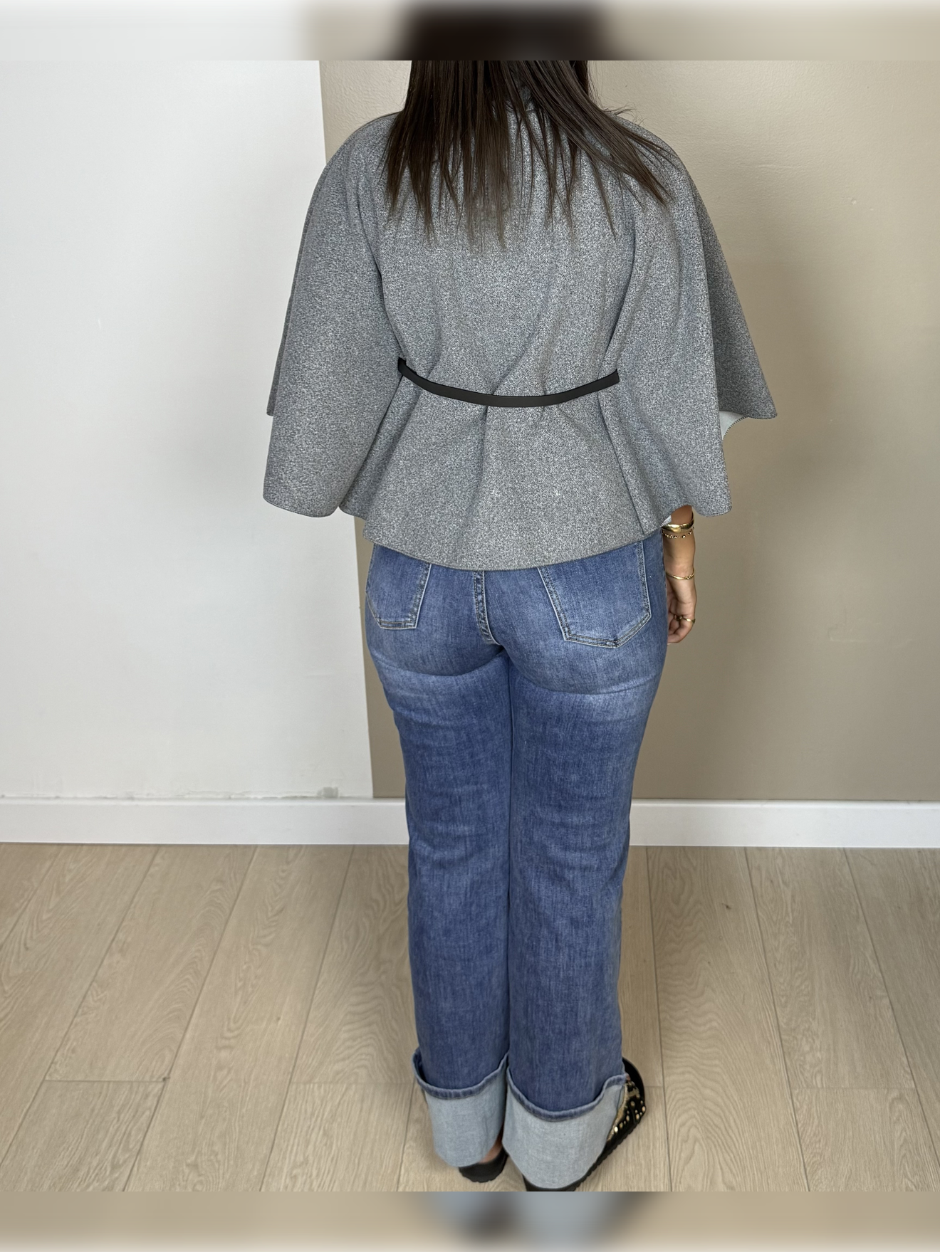Poncho en laine ceinture PAOLA - A1