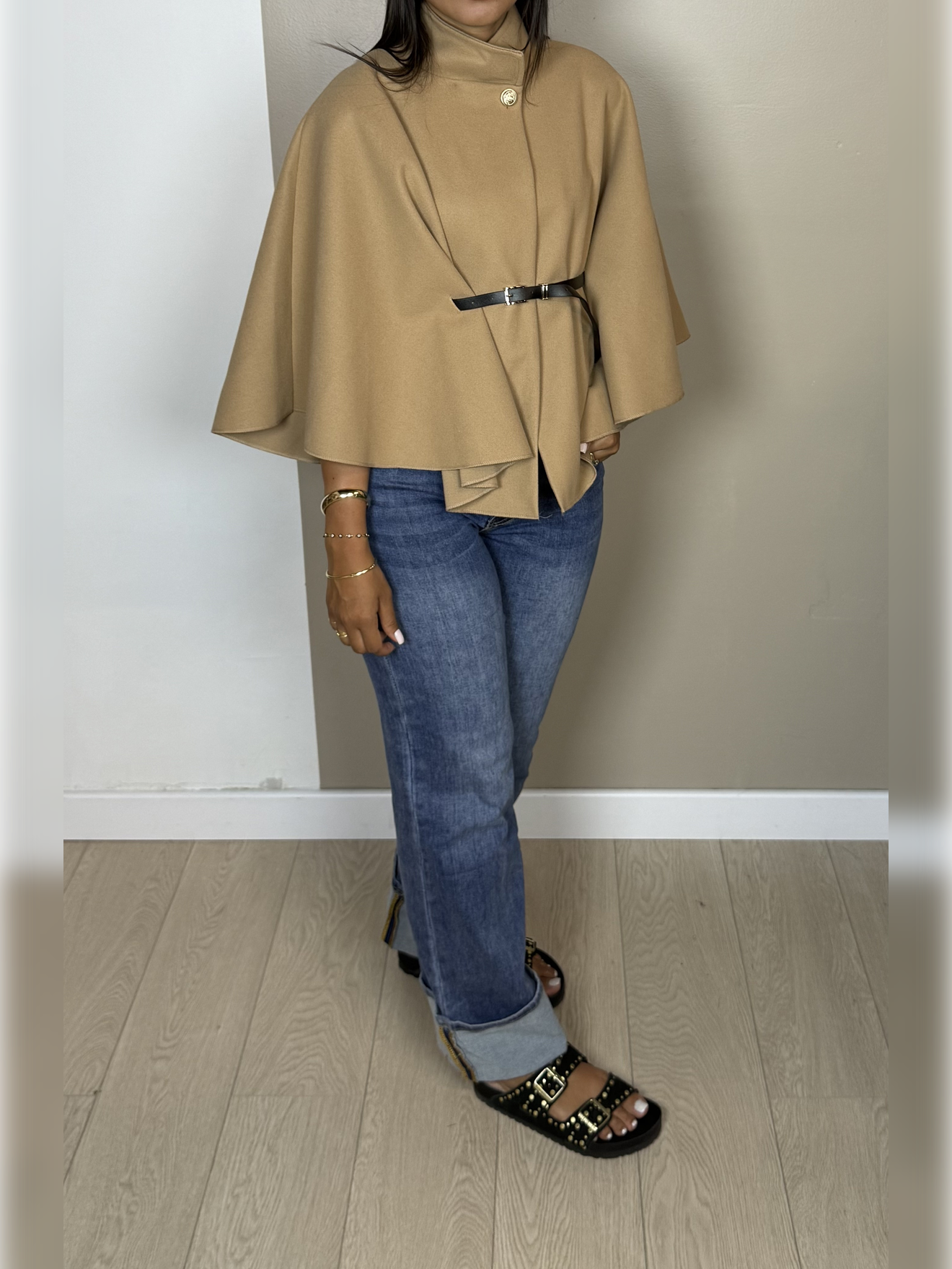 Poncho en laine ceinture PAOLA - A1