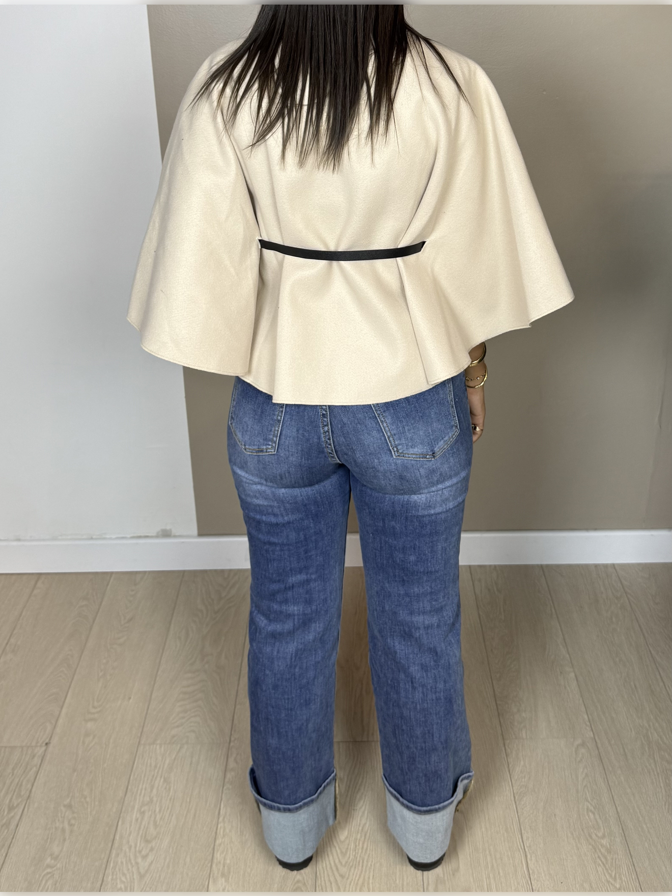 Poncho en laine ceinture PAOLA - A1