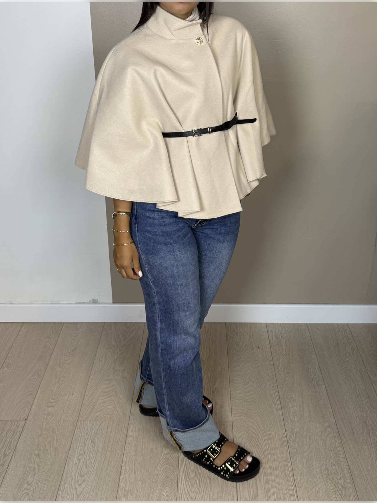 Poncho en laine ceinture PAOLA - A1