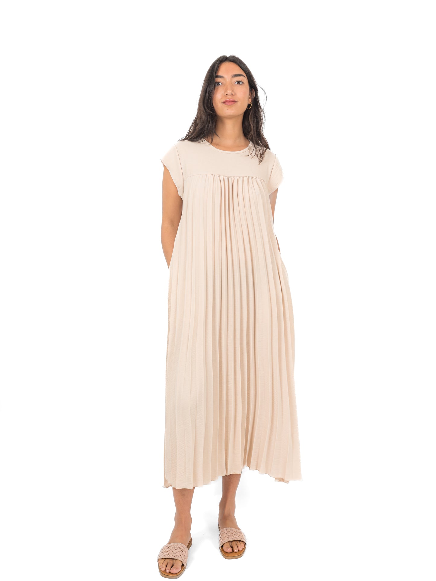 Robe longue plissée