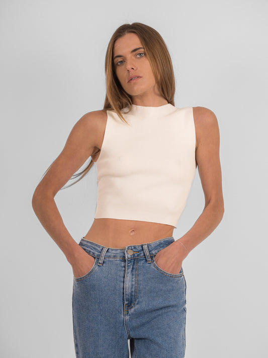 Crop top à col ras