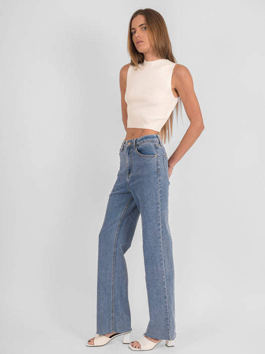 Crop top à col ras