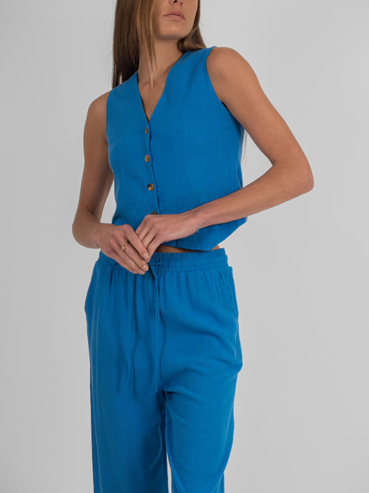 Ensemble sans manches en lin