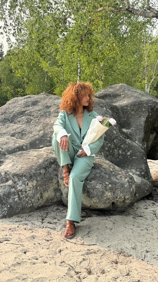 Ensemble blazer rayé