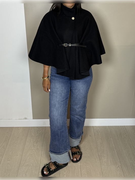 Poncho en laine ceinture PAOLA - A1