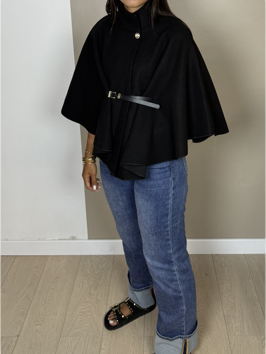 Poncho en laine ceinture PAOLA - A1