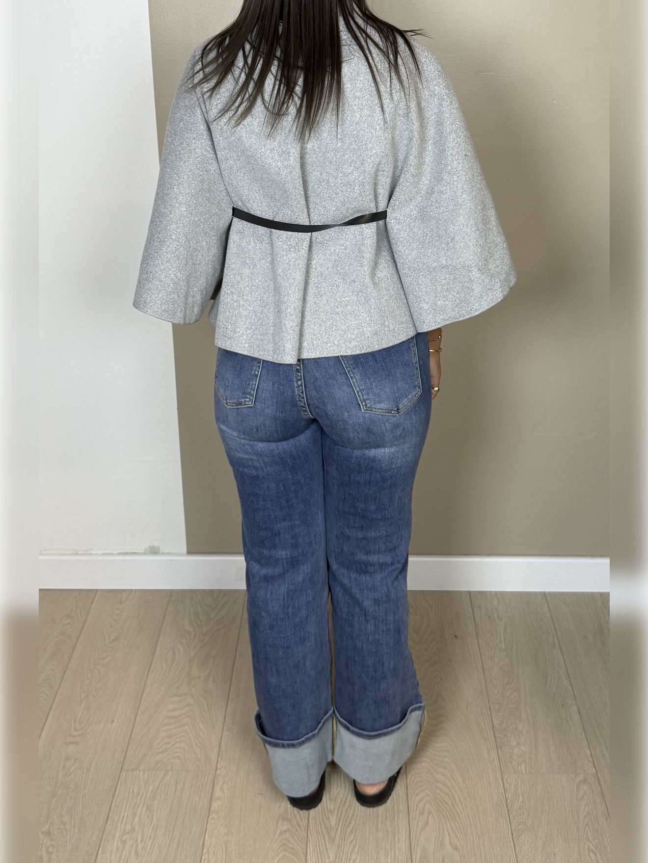 Poncho en laine ceinture PAOLA - A1